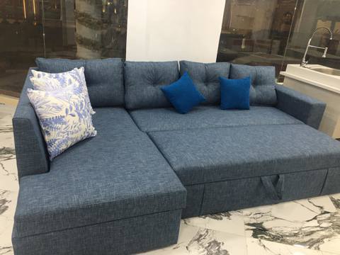 Blue L Shape Sofa