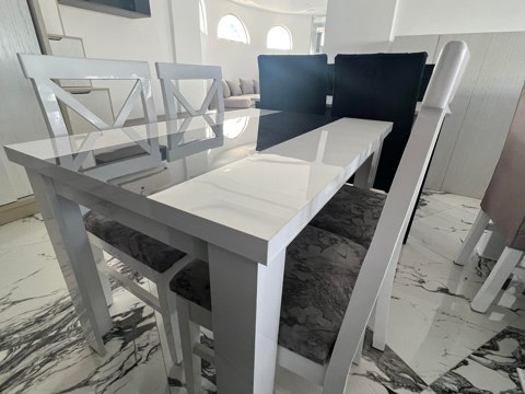 4 Seater white & grey dining table
