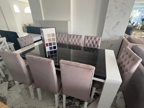 8 Seater Grey Dining Table