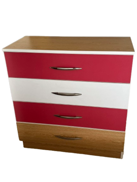 Pink and white chest of drawers